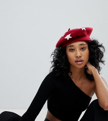 E.l.k Red Felt Star Applique Beret - Red