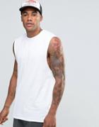 Asos Longline Sleeveless T-shirt With Dropped Armhole - White