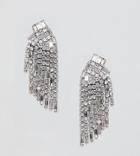 True Decadence Silver Rhinestone Chandelier Earrings - Silver