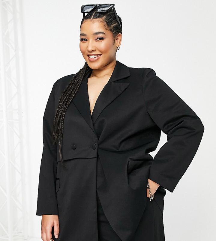 Extro & Vert Plus Oversized Blazer With Panel In Black