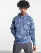 Adidas Originals Sprt All Over Logo Hoodie In Blue