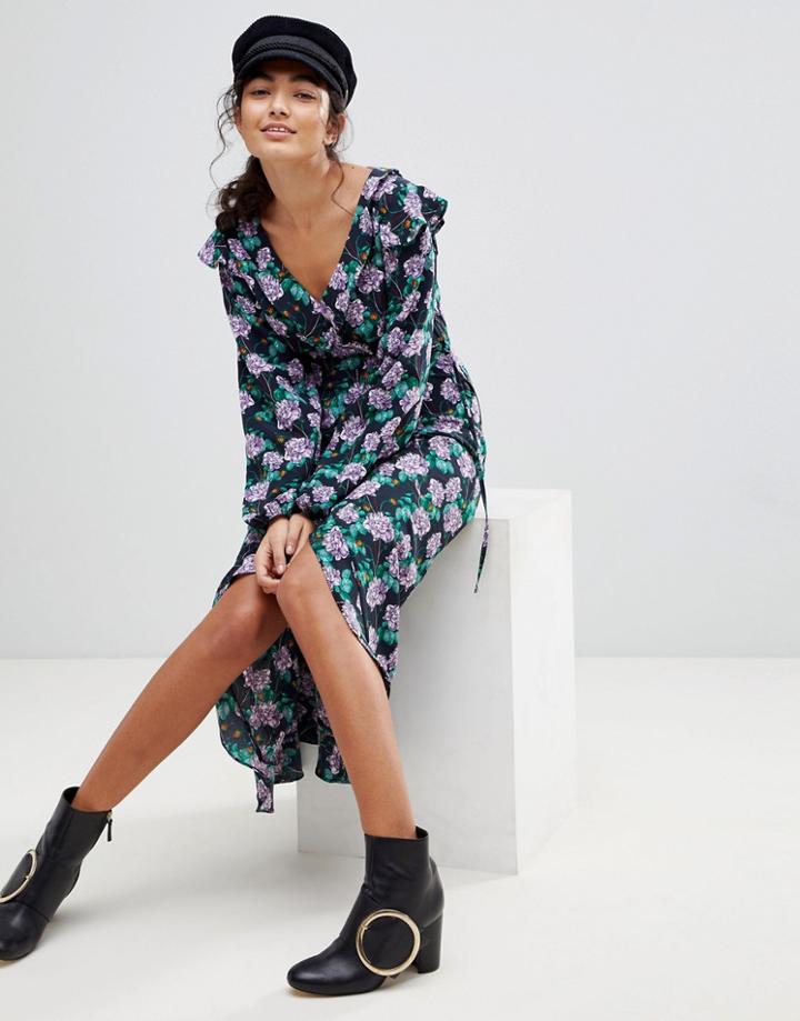 Monki Floral Bloom Wrap Dress - Multi