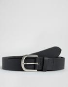 Asos Smart Leather Belt With Horseshoe Buckle - Black