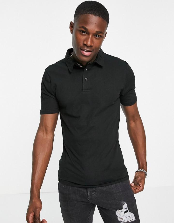 Le Breve Muscle Fit Polo In Black