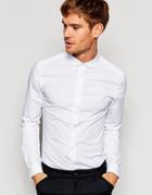 Asos Skinny Shirt In White With Curve Collar And Long Sleeves - White
