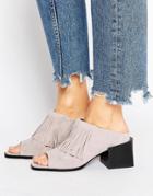 Sol Sana Fringe Suede Mid Heeled Mules - Gray