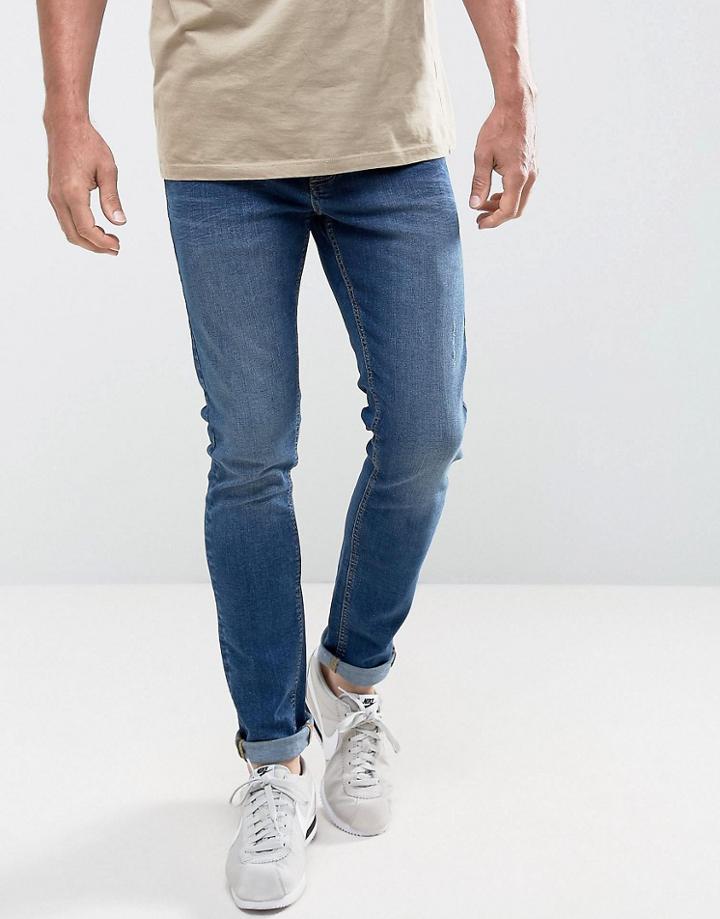 Ldn Dnm Super Skinny Jeans In Deep Indigo - Blue