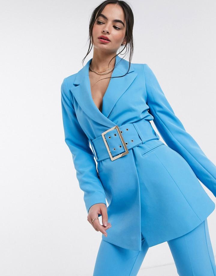 Vila Midi Smock Dress With Tiered Skirt In Blue Polka Dot-pink
