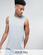 Asos Tall Sleeveless T-shirt With Dropped Armhole In Gray - Gray
