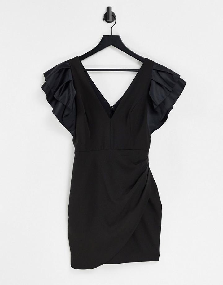 Lipsy Ruffled Shoulder Dress In Black