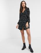 Miss Selfridge Mini Tea Dress With Button Through In Heart Print-multi