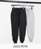 Asos Design Petite Basic Sweatpants With Tie 2 Pack Save-black