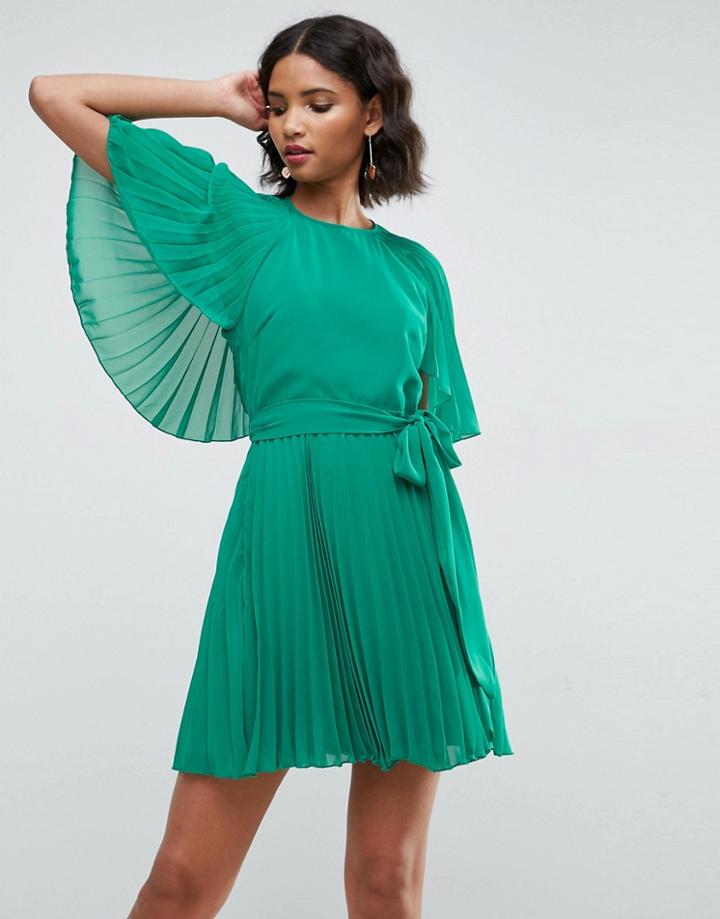 Asos Flutter Sleeve Mini Dress - Blue