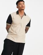 Asos Design Relaxed Jersey Shirt With Contrast Sleeves-neutral