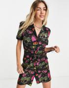 Fred Perry X Amy Winehouse Shirt Dress In Hawaiian Print-multi