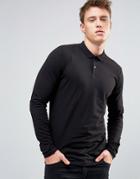 New Look Long Sleeve Polo Shirt In Black - Black