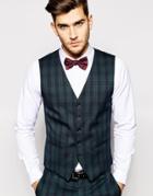 Selected Homme Light Tartan Waistcoat In Skinny Fit - Green
