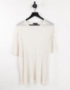 Asos Design Relaxed Fit T-shirt In Lightweight Rib With Raw Edges In Oatmeal-neutral