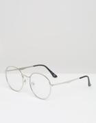 Jeepers Peepers Round Clear Lens Glasses In Silver - Silver