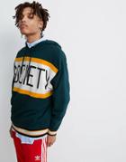 Asos Design Oversized Hoodie With Color Block Text Print In Green - Green