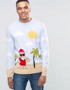 Asos Holidays Sweater With Vacation Santa - Multi
