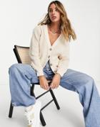 Selected Emmy Rib Knit Cardigan In Cream-white