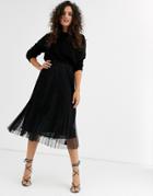 Stradivarius Tulle Skirt In Black Dots Print