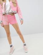 Wrangler X Peter Max High Rise Pink Contrast Denim Short - Pink