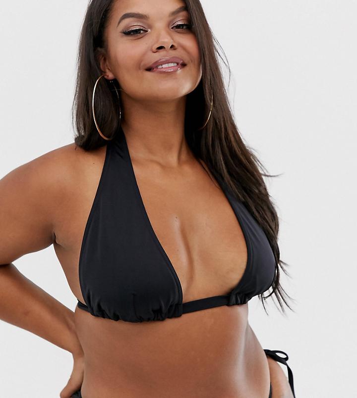 Asos Design Curve Recycled Triangle Bikini Top In Black