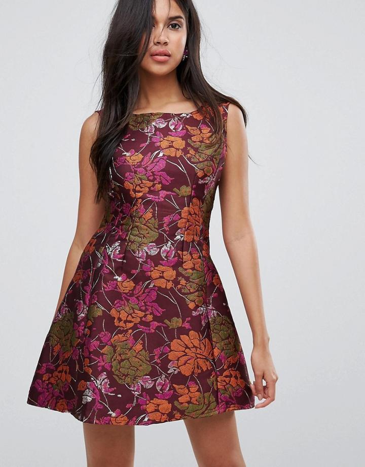 Ax Paris Jacquard Skater Dress - Purple