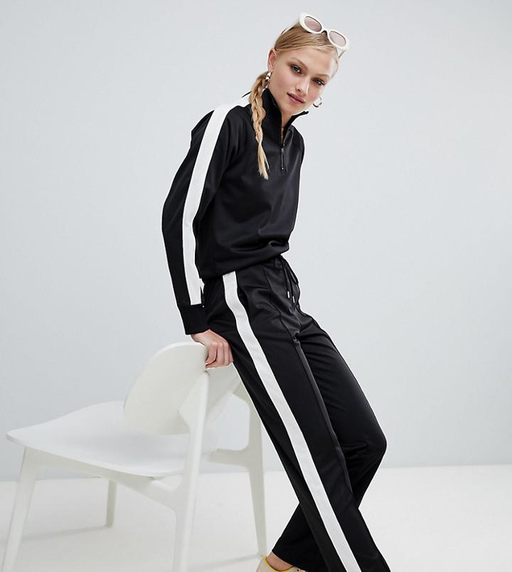 Monki Two-piece Side Stripe Wide Leg Sweatpants-black