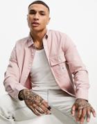 Topman Utility Shirt With Contrast Stitching In Pink