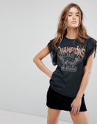 Bershka Mesh And Logo Detail T-shirt - Black