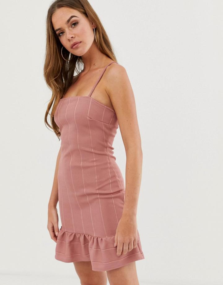 In The Style Billie Faiers Bandage Dress With Peplum Hem - Pink