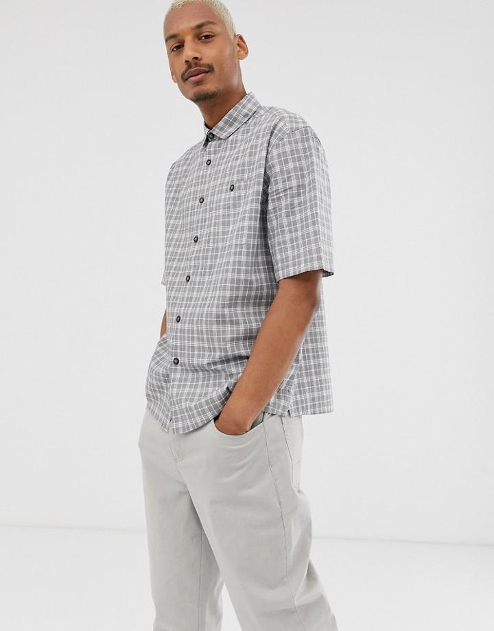 Asos Design Boxy Check Shirt - Gray