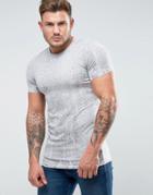 Asos Longline Muscle T-shirt With Droplet Wash In Gray - Gray