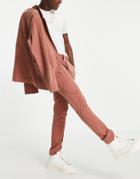 Asos Design Soft Tailored Skinny Suit Pants In Rust Herringbone