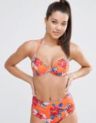 Missguided Floral Bikini Top - Orange