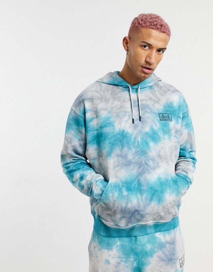 Asos Design Oversized Hoodie Set In Tie Dye Effect With San Francisco Chest Embroidery-multi