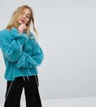 Oneon Hand Knitted Cable Sleeve Sweater - Blue