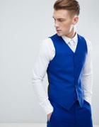 Asos Design Skinny Suit Vest In Royal Blue