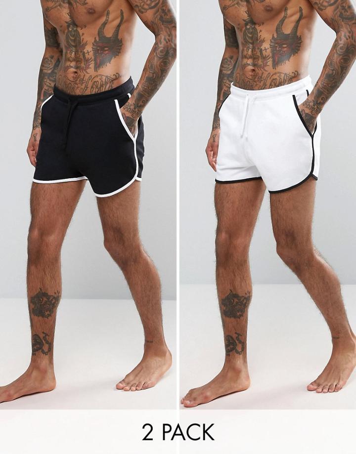 Asos Extreme Runner Short 2 Pack Black/white Save - Multi