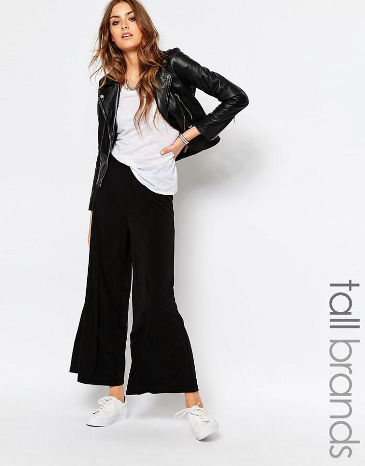Noisy May Tall Wide Leg Soft Jersey Pant - Black