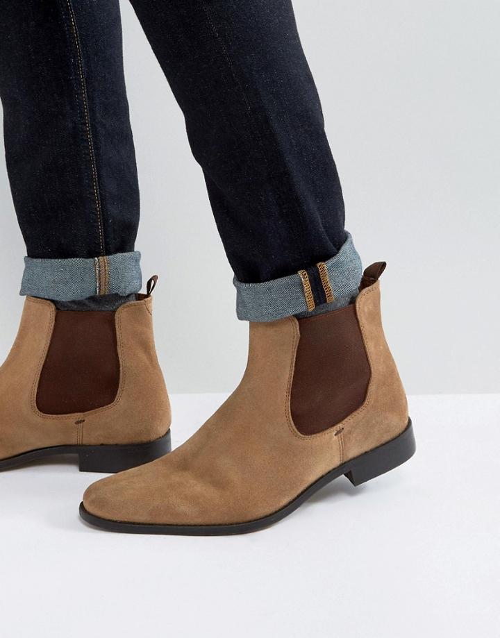 Dune Marky Chelsea Boots In Tan Suede - Tan