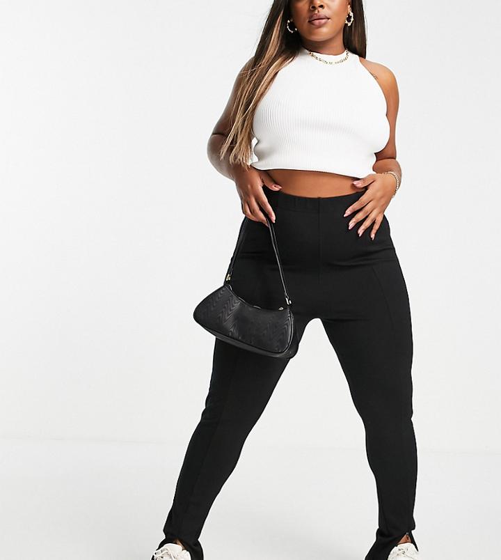 Cotton: On Curve Zip Front High Waist Legging In Black