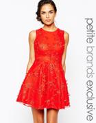 Chi Chi London Petite 3d Floral Embellished Mini Dress - Red