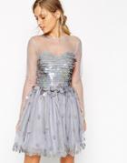 Asos Salon Shimmer Bodice Prom Dress - Pale Blue