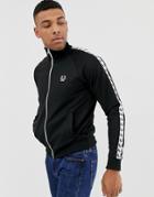 Fred Perry Taped Track Jacket In Black - Black