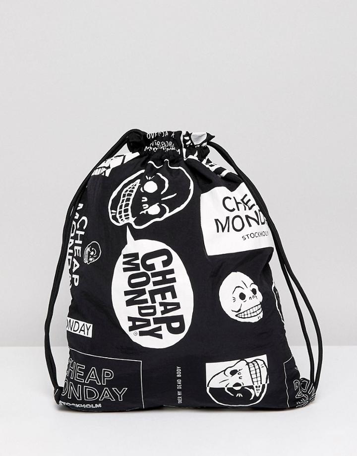 Cheap Monday Multi Logo Drawstring Bag - Black