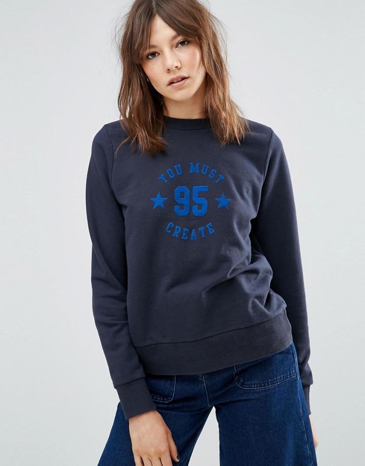 Ymc Logo Sweatshirt In Navy - Blue